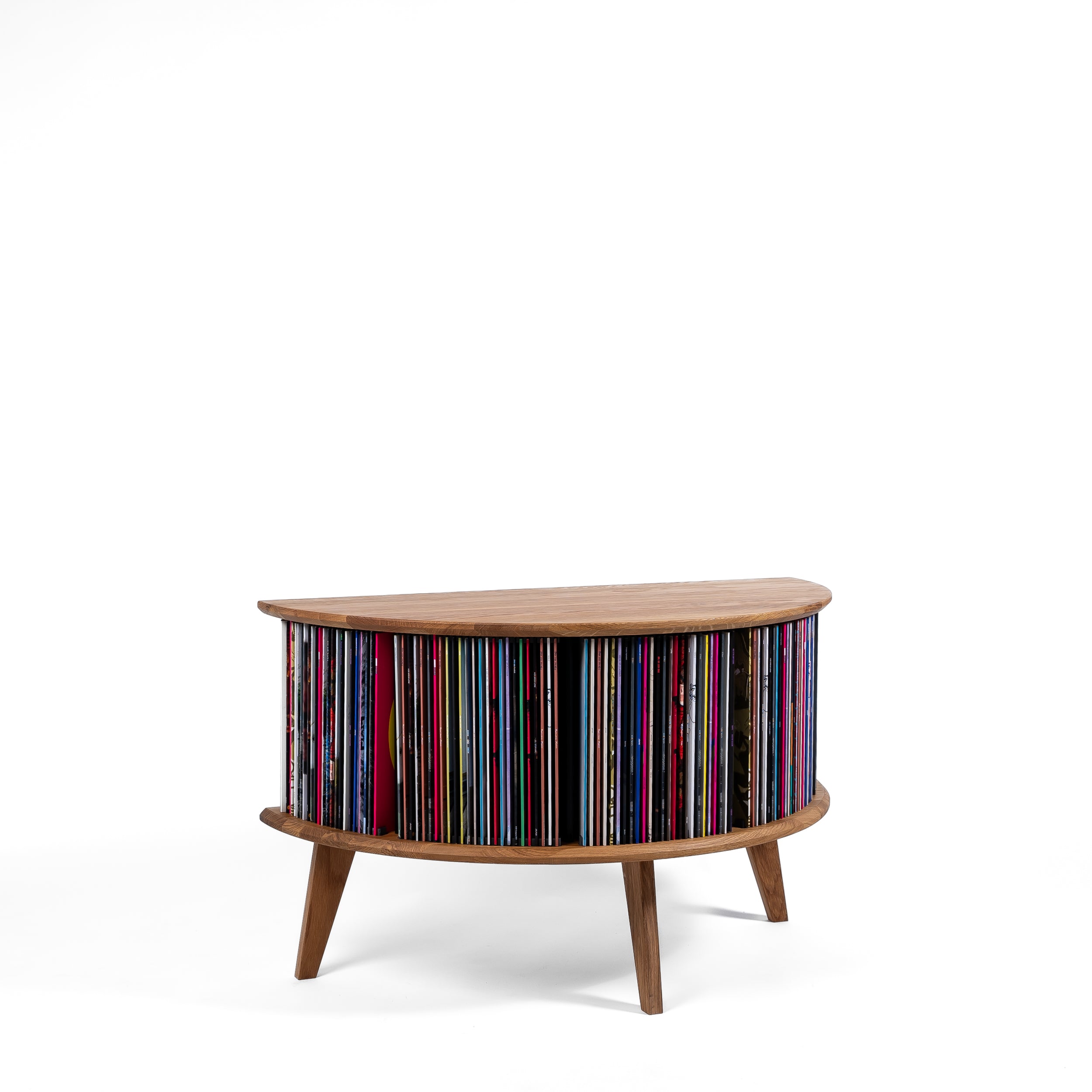 Vinyl opbevaring i egetræ – Display LUNA